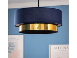 New Ledkia Lámpara Colgante Tela Friedrich Azul Marino Multicolor