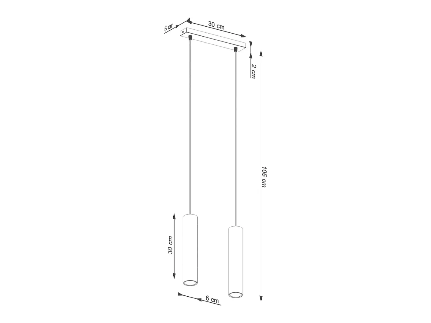 Sollux Lighting Lámpara colgante Toris desván de acero - 2 fuentes luminosas 3000K - L.30 x A.105 cm - Beige Outlet