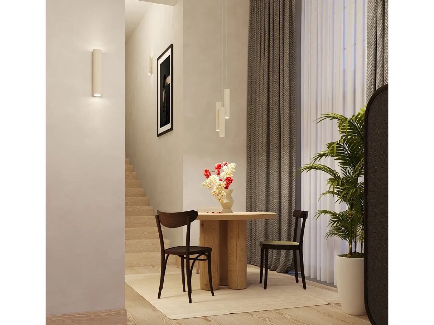 Sollux Lighting Lámpara colgante Toris desván de acero - 2 fuentes luminosas 3000K - L.30 x A.105 cm - Beige Outlet