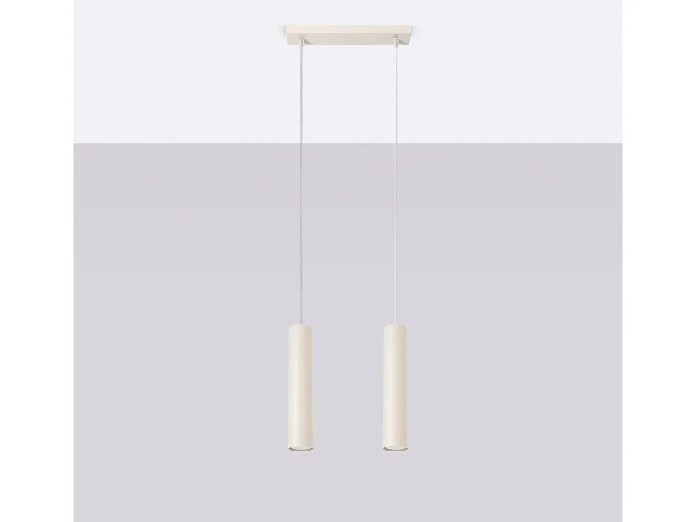 Sollux Lighting Lámpara colgante Toris desván de acero - 2 fuentes luminosas 3000K - L.30 x A.105 cm - Beige Outlet