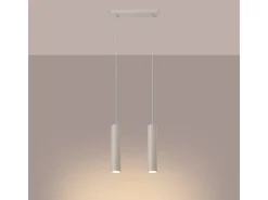 Sollux Lighting Lámpara Suspendida-Lámpara colgante Toris desván de acero - 2 fuentes luminosas 4000K - L.30 x A.105 cm - Beige