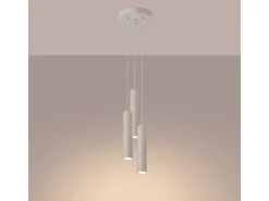 Sollux Lighting Lámpara colgante Toris desván de acero - 3 fuentes luminosas 4000K - L.19,5 x A.108 cm - Beige Hot