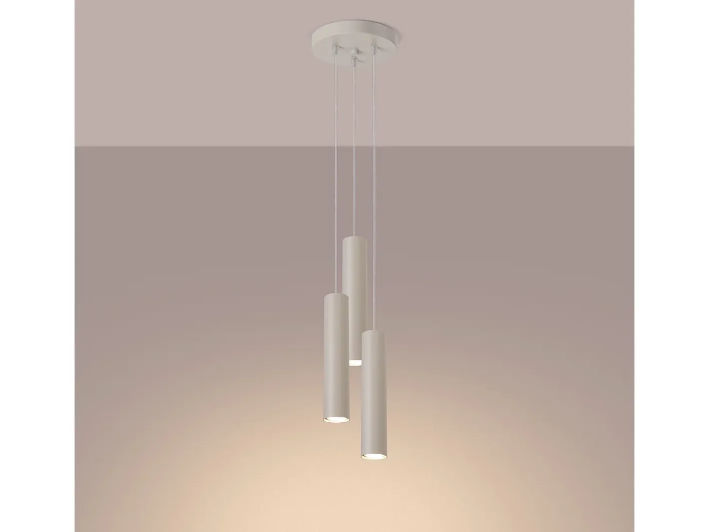 Sollux Lighting Lámpara colgante Toris desván de acero - 3 fuentes luminosas 4000K - L.19,5 x A.108 cm - Beige Hot