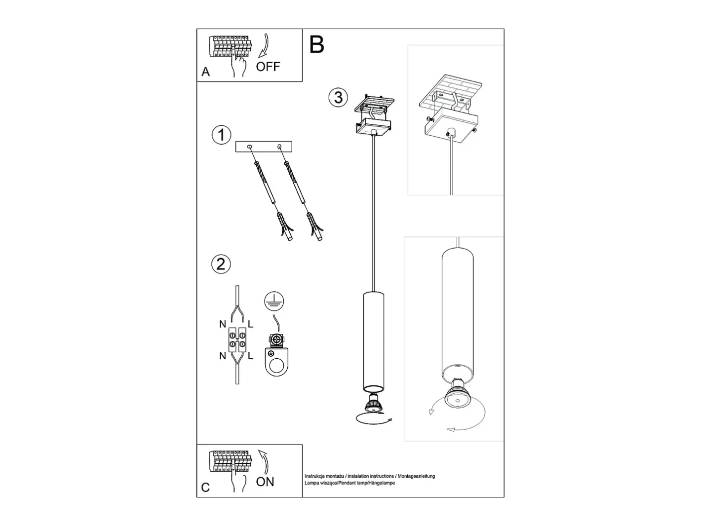 Sollux Lighting Lámpara Suspendida-Lámpara colgante Toris desván de acero - 1 fuentes luminosas 3000K - L.8 x A.118 cm - ocre Rojo
