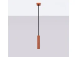 Sollux Lighting Lámpara Suspendida-Lámpara colgante Toris desván de acero - 1 fuentes luminosas 3000K - L.8 x A.118 cm - ocre Rojo