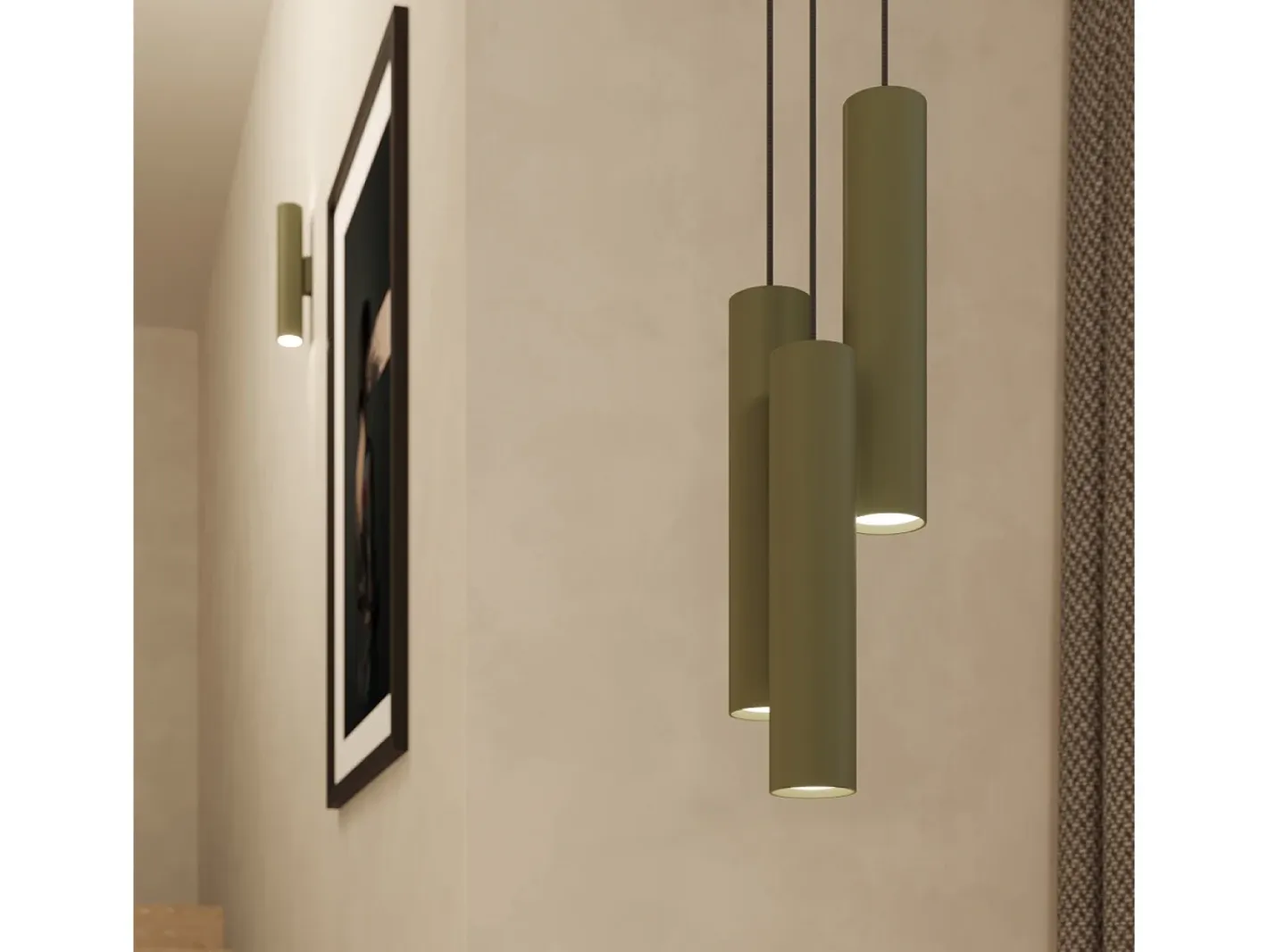 Sollux Lighting Lámpara Suspendida-Lámpara colgante Toris desván de acero - 1 fuentes luminosas 4000K - L.8 x A.118 cm - oliva Verde