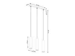 Clearance Sollux Lighting Lámpara colgante Toris desván de acero - 3 fuentes luminosas 3000K - L.45 x A.98 cm - oliva Verde