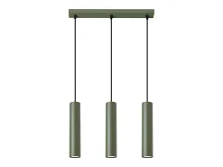 Clearance Sollux Lighting Lámpara colgante Toris desván de acero - 3 fuentes luminosas 3000K - L.45 x A.98 cm - oliva Verde