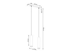 Sollux Lighting Lámpara Suspendida-Lámpara colgante Toris desván de acero - 2 fuentes luminosas 4000K - L.30 x A.105 cm - oliva Verde