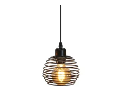 NETTLIFE Lámpara Suspendida-Lámpara colgante vintage de 1 luz: lámpara colgante industrial negra con cable de 4,5 m, enchufe e interruptor, casquillo E27. Negro