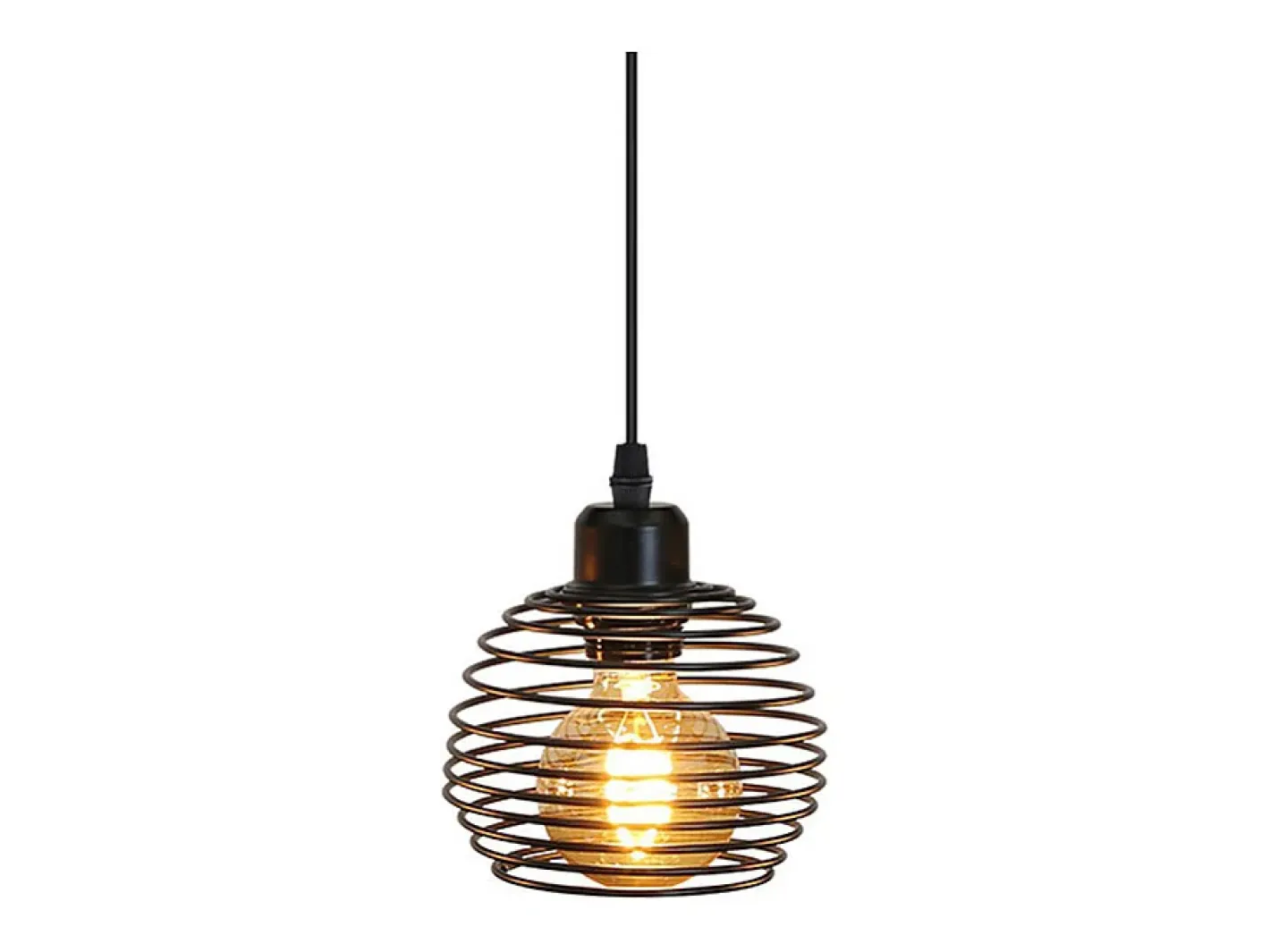 NETTLIFE Lámpara Suspendida-Lámpara colgante vintage de 1 luz: lámpara colgante industrial negra con cable de 4,5 m, enchufe e interruptor, casquillo E27. Negro