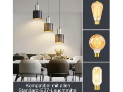 Discount NETTLIFE Lámpara colgante vintage para mesa de comedor, E27, 3 bombillas, para cocina, color y dorado Negro