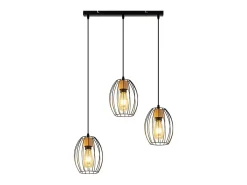 NETTLIFE Lámpara Suspendida-Lámpara colgante vintage para mesa de comedor: lámpara colgante de 3 luces, metal , casquillo E27, estilo retro (bombillas no incluidas). Negro