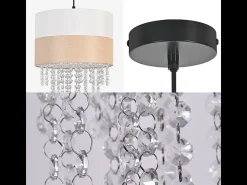 NETTLIFE Lámpara colgante vintage para mesa de comedor - Lámpara de araña con 1 lámpara de tela de cristal, E27, iluminación retro ajustable (bombilla no incluida) Negro Online