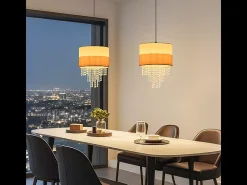 NETTLIFE Lámpara colgante vintage para mesa de comedor - Lámpara de araña con 1 lámpara de tela de cristal, E27, iluminación retro ajustable (bombilla no incluida) Negro Online