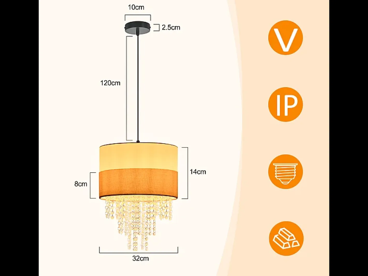 NETTLIFE Lámpara colgante vintage para mesa de comedor - Lámpara de araña con 1 lámpara de tela de cristal, E27, iluminación retro ajustable (bombilla no incluida) Negro Online