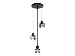 NETTLIFE Lámpara Suspendida-Lámpara colgante vintage de 3 luces - Lámpara de araña de metal E14 retro - Altura ajustable para cocina o comedor (bombillas no incluidas) Negro