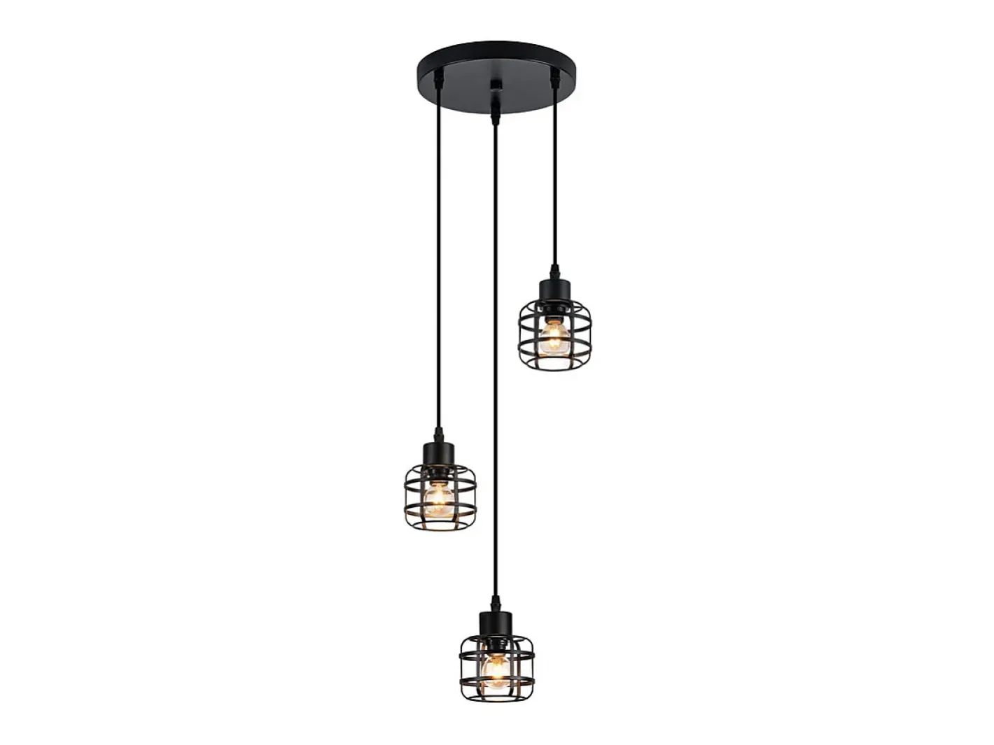 NETTLIFE Lámpara Suspendida-Lámpara colgante vintage de 3 luces - Lámpara de araña de metal E14 retro - Altura ajustable para cocina o comedor (bombillas no incluidas) Negro