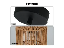 NETTLIFE Lámpara colgante vintage para mesa de comedor , diseño de farol de cuerda de cáñamo de 1 bombilla, E27, para comedor Negro Clearance