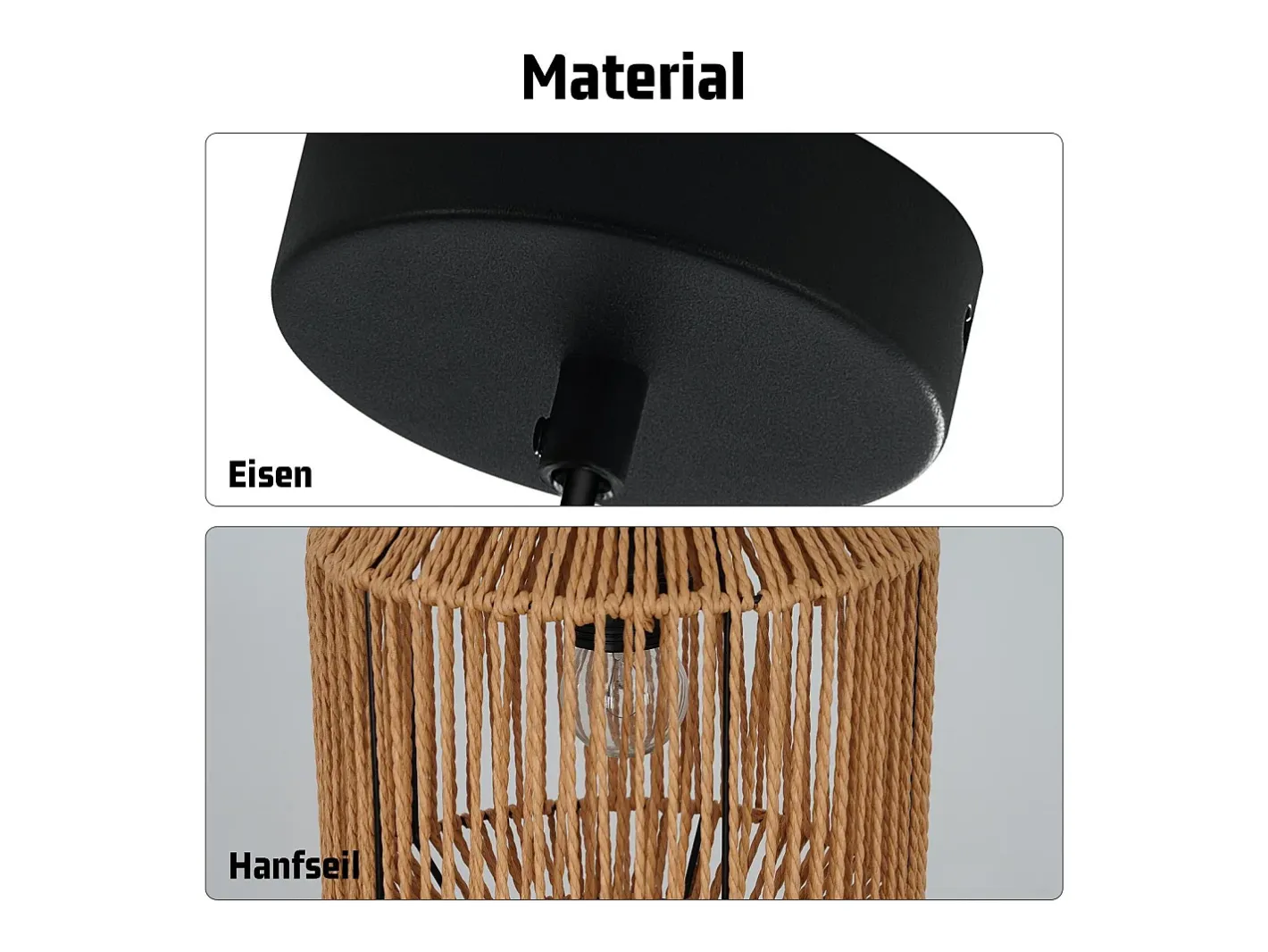 NETTLIFE Lámpara colgante vintage para mesa de comedor , diseño de farol de cuerda de cáñamo de 1 bombilla, E27, para comedor Negro Clearance