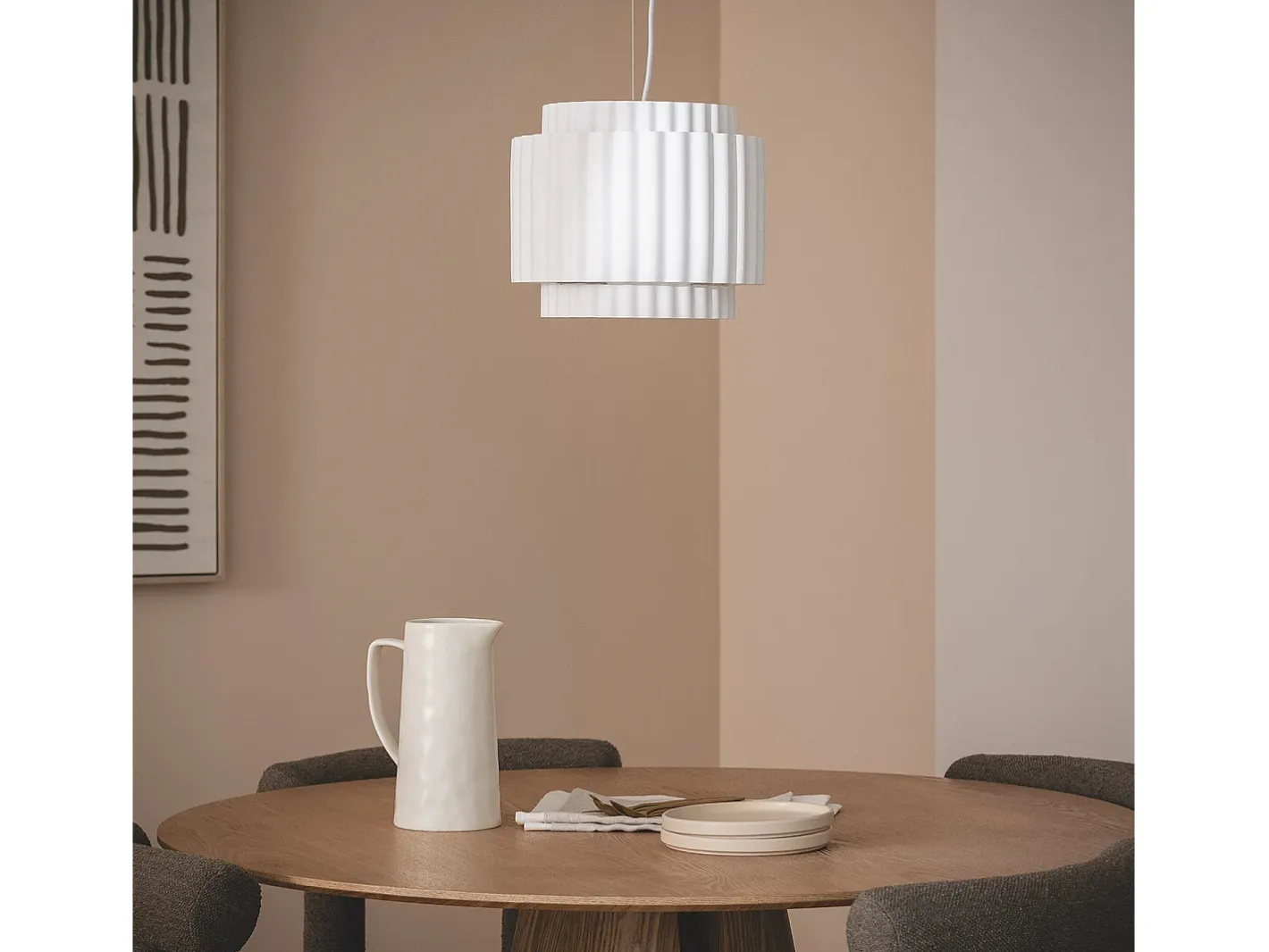 Ledkia Lámpara Colgante Yeso Double Colum Blanco Multicolor New