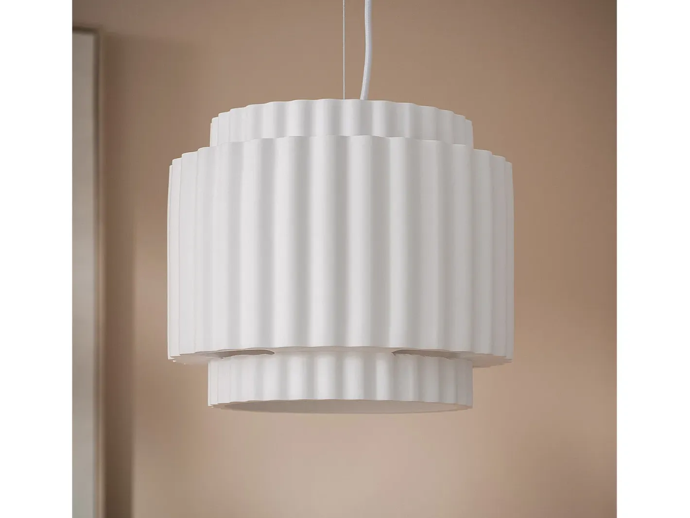 Ledkia Lámpara Colgante Yeso Double Colum Blanco Multicolor New