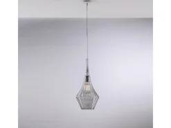 Lámpara Suspendida-Lámpara colgante Zeus de hierro con cristal pyrex , 1 luz, 150 Ø20, BL270-S1-GR Gris