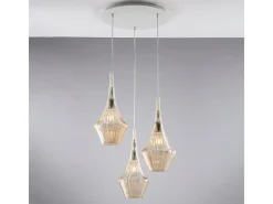 Lámpara colgante Zeus de hierro con cristal pyrex ámbar, 3 luces, 149 Ø50 BL270-S3-AM Amarillo Best