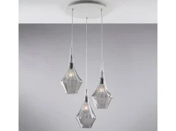 Lámpara colgante Zeus de hierro con cristal pyrex , 3 luces, 149 Ø50, BL270-S3-GR Gris