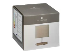 Atmosphera Lámpara De Mesa-Lámpara con base de madera de estilo escandinavo 14.5 x 14.5 x 21 cm Beige