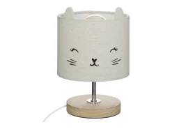 Atmosphera for Kids Lámpara De Mesa-Lámpara con pantalla de gato Gris