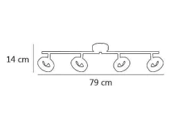 Lámpara Suspendida-Lámpara de 4 luces alargada modelo Cedro acabado cromado 9 cm(alto)82 cm(ancho)11 cm(larg Gris