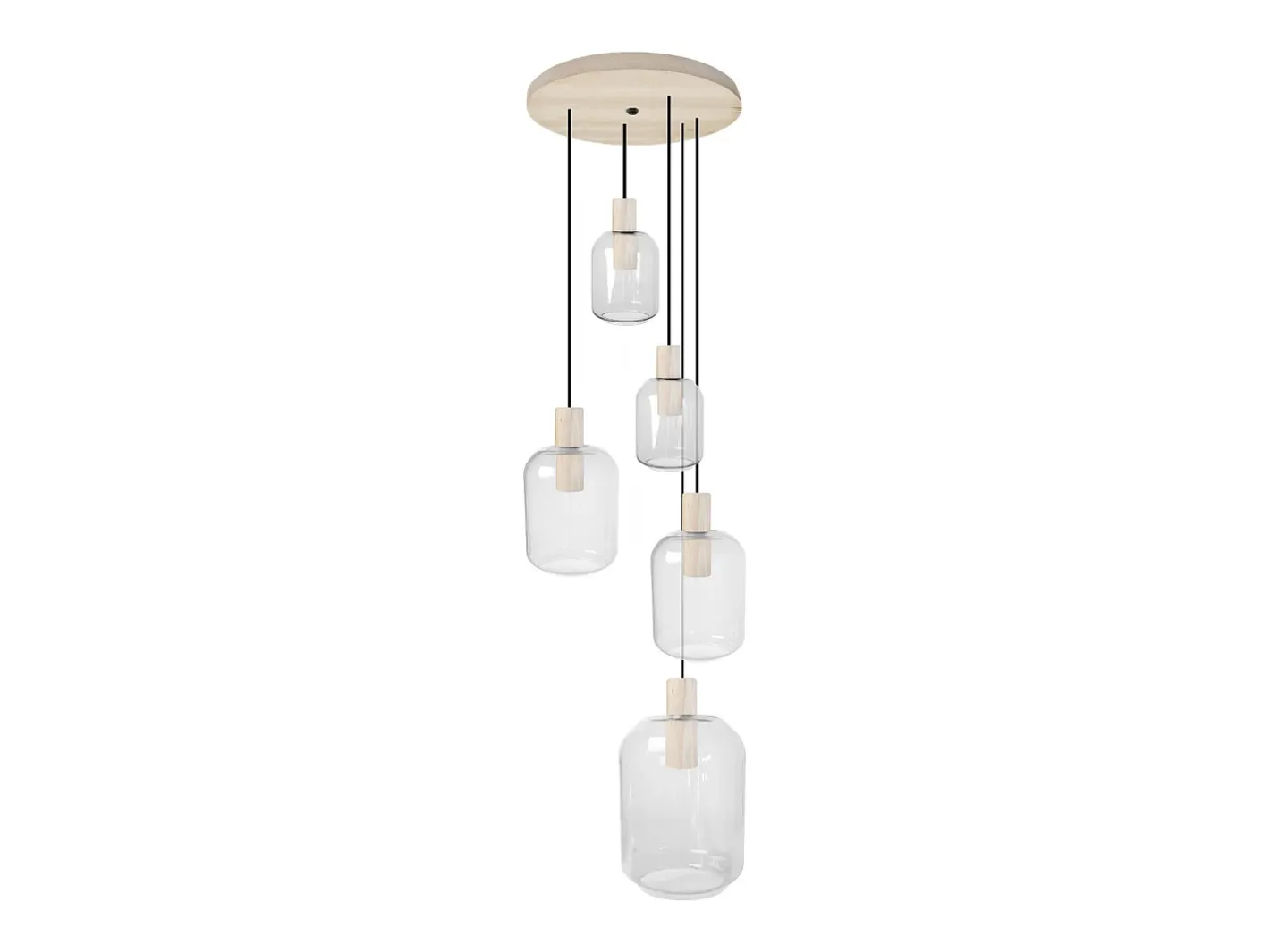 TOSEL Lámpara de Araña ,madera y cristal ,natural,A100x D 60x P 60cm Color natural claro New