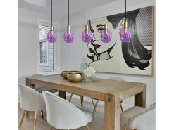TOSEL Lámpara de Araña ,metal y cristal, s, P 100xD20xD60cm Violeta