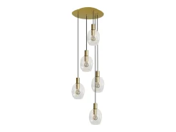 TOSEL Lámpara de Araña ,metal y cristal,, P 100xD 60xD 60cm Dorado