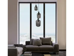 Sale TOSEL Lámpara de Araña ,metal y cristal, ,A100xD 60x P 60 cm Gris