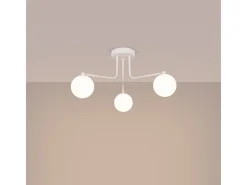 Sollux Lighting Lámpara Suspendida-Lámpara De Araña Astral Minimalista De Acero/Vidrio - 3 Fuentes Luminosas - L.62 X A.29 Cm - Blanco