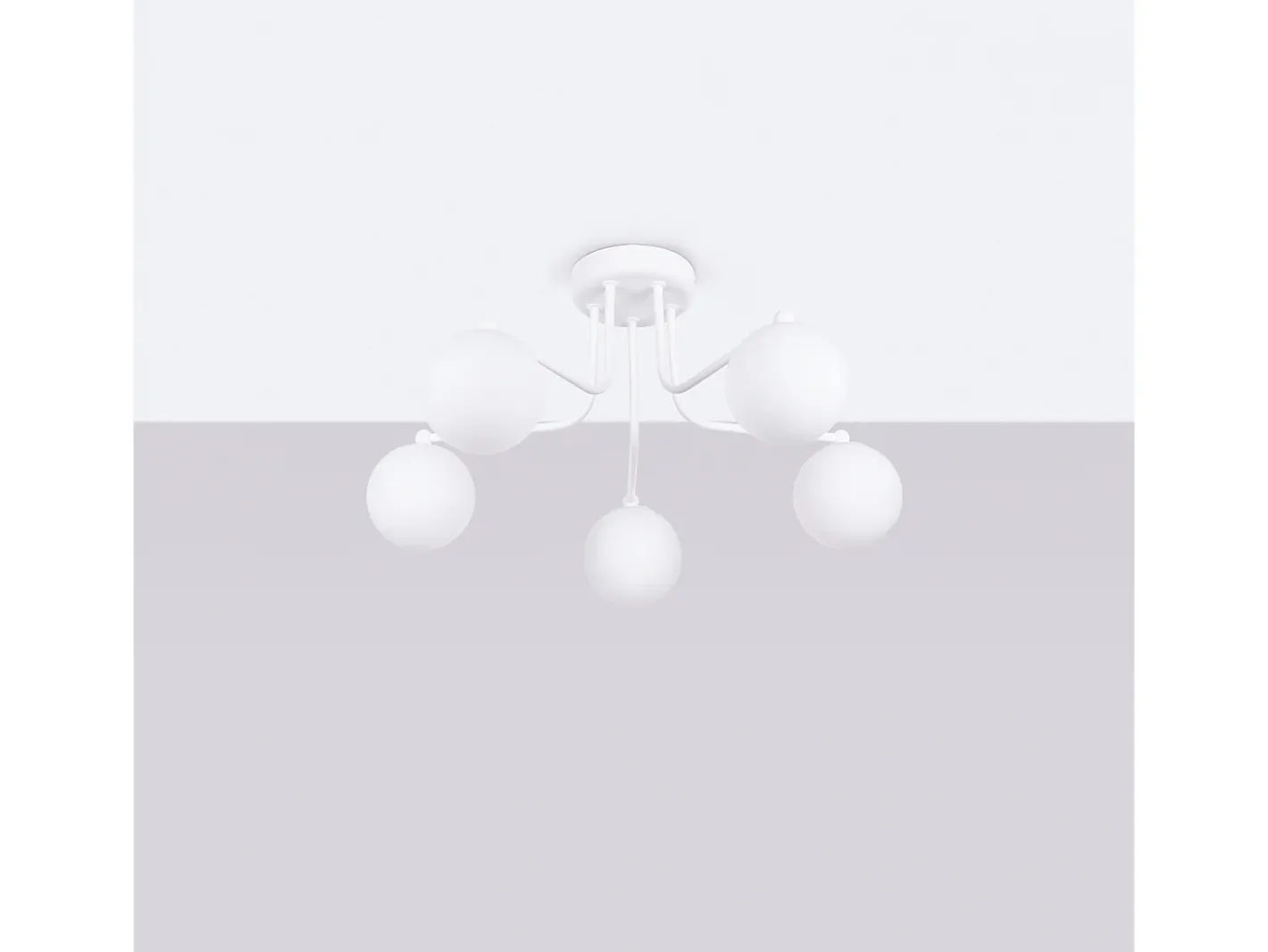 Sollux Lighting Lámpara De Araña Astral Minimalista De Acero/Vidrio - 5 Fuentes Luminosas - L.58 X A.29 Cm - Blanco Sale