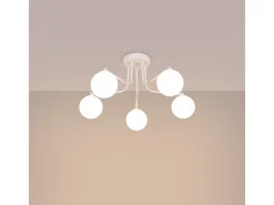 Sollux Lighting Lámpara De Araña Astral Minimalista De Acero/Vidrio - 5 Fuentes Luminosas - L.58 X A.29 Cm - Blanco Sale