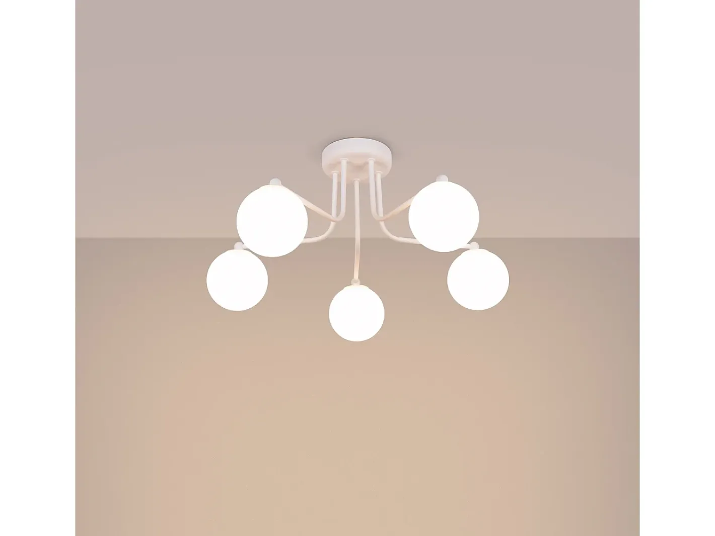 Sollux Lighting Lámpara De Araña Astral Minimalista De Acero/Vidrio - 5 Fuentes Luminosas - L.58 X A.29 Cm - Blanco Sale