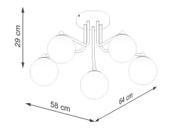 Sollux Lighting Lámpara Suspendida-Lámpara De Araña Astral Minimalista De Acero/Vidrio - 5 Fuentes Luminosas - L.58 X A.29 Cm - /Blanco Negro