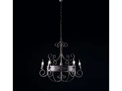 Lámpara Suspendida-Lámpara de araña Baltimora en hierro lacado y óxido 5 luces 120 Ø60 BL183-5-RG Negro