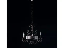 Lámpara Suspendida-Lámpara de araña Baltimora en hierro lacado y óxido 3 luces 113 Ø54 BL183-3-RG Negro