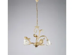 Discount Lámpara de araña Basket en hierro lacado marfil decape 3 luces 104 Ø59 BL274-3-AV Dorado