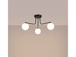 Clearance Sollux Lighting Lámpara de araña Bealy minimalista de acero/vidrio - 3 fuentes luminosas 4000K - L.62 x A.29 cm - /blanco Negro