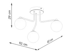 Clearance Sollux Lighting Lámpara de araña Bealy minimalista de acero/vidrio - 3 fuentes luminosas 4000K - L.62 x A.29 cm - /blanco Negro