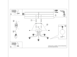 Online Sollux Lighting Lámpara de araña Bealy minimalista de acero/vidrio - 5 fuentes luminosas 3000K - L.58 x A.29 cm - Blanco