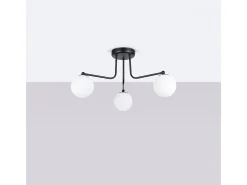 Sollux Lighting Lámpara de araña Bealy minimalista de acero/vidrio - 3 fuentes luminosas 3000K - L.62 x A.29 cm - /blanco Negro Hot
