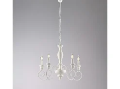 Lámpara Suspendida-Lámpara de araña Cascina de madera y hierro lacado shabby 5 luces 115 Ø60 BL265-5-BCO Blanco