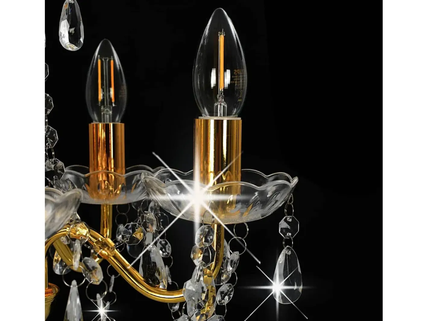 Lámpara Suspendida-Lámpara de araña con cuentas de cristal redonda 5 x E14 ES917885 Dorado